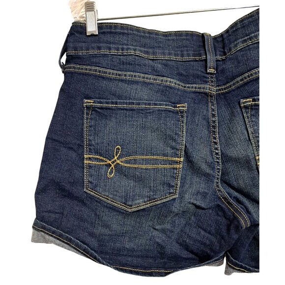 Denizen From Levis Womens Dark Wash Cuffed Denim Shorts Size 10 W30 Blue Stretch - Picture 10 of 11